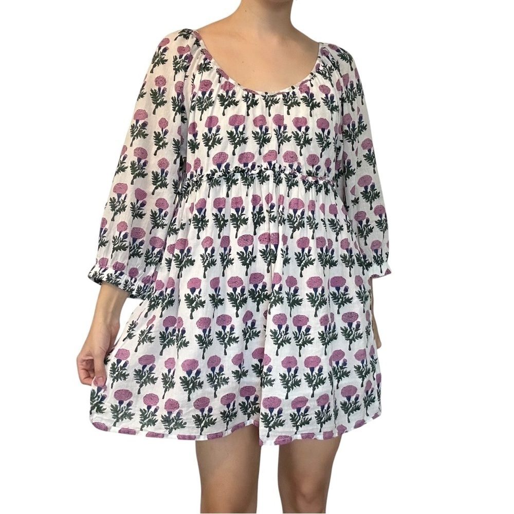 Emerson Fry Babydoll Dress India Collection Floral Oversized Cotton Size Small